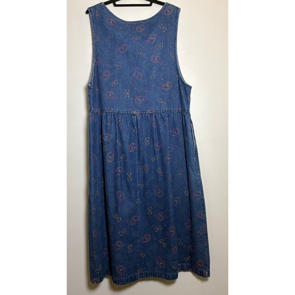 Saddlebred vintage 90s cottage momcore crossover front paisley denim jumper 16 - Picture 4 of 6